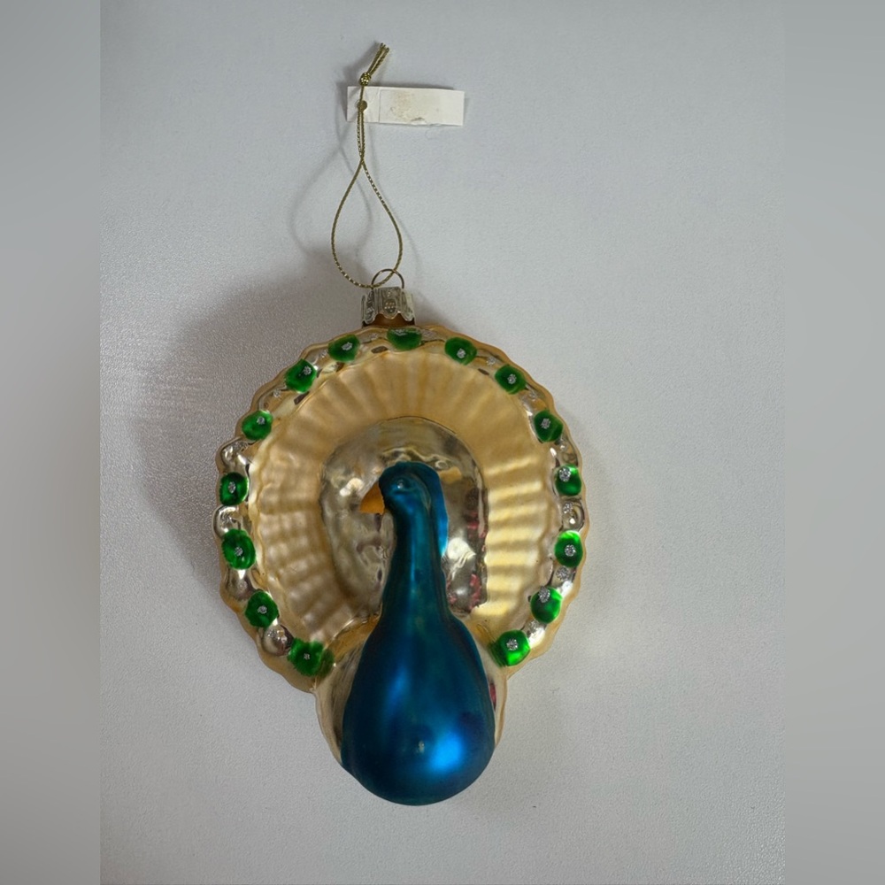 VTG Blown Glass Peacock ? Ornament Painted Christmas China